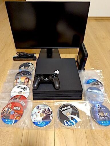 PS4 Pro(SSD500GB) ゲーミングモニター付き ソフト13本セット ルーター付き 大特価激安
