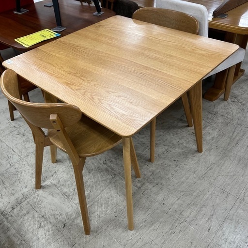 J3318 美品！現行販売品！福岡家具 大川家具 80ダイニングテーブル リバー RIVER 天然木 オーク材 ダイニングテーブルセット 椅子２脚付 新品参考価格39,980円 クリーニング済み