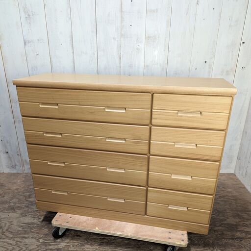 2/4終美品 ライフ 120LC 4段 チェスト タンス 収納 木製 約1200x400x910mm 菊RH