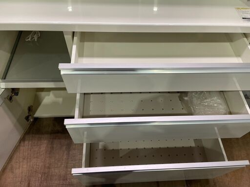 パモウナ スライド扉キッチンボード パモウナ ホワイト 食器棚 上部