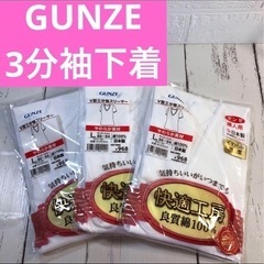 【3枚セット！】グンゼ　Ｖネック　レース付き　三分袖　スリーマー...