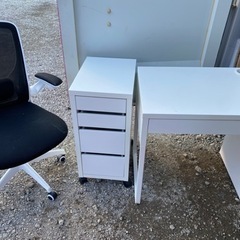 【IKEA】机、イス、袖机３点セット