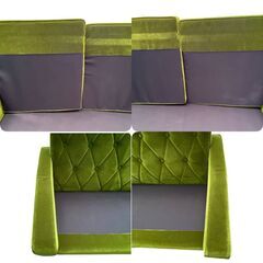 【決まりました】人気商品！！ カリモク60 ロビーチェア 3シーター モケットグリーン クッション付き