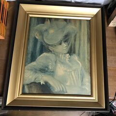 ルノアール 「帽子の女」 複製画　額装付 名画 絵画 現状品!!