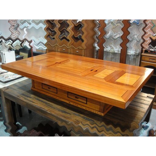 囲炉裏テーブル 座卓 ローテーブル 約150×90cm 座布団付き  モノ市場東海店