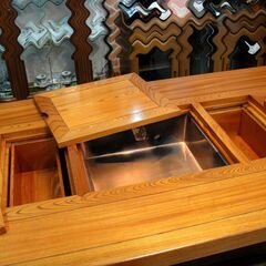 囲炉裏テーブル 座卓 ローテーブル 約150×90cm 座布団付き  モノ市場東海店