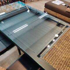 【愛品倶楽部柏店】PERFORMAX ガラストップ ベンチソファー ダイニング4点セット ウォーターヒヤシンス