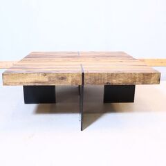 アメリカのファニチャーブランドbina(ビーナ) ALEC(アレック) コーヒーテーブル。廃材を細かく張り合わせた味のある風合いが魅力のセンターテーブル。ビンテージやインダストリアルなインテリアに♪