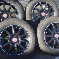 バリ山夏タイヤ195/65R15　アルミセット　中古4本