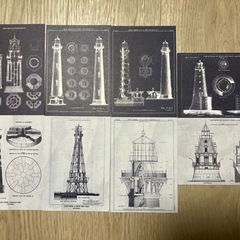 ポストカード　灯台設計図　8枚セット