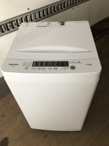 福岡市内配送設置無料　2022年式　ハイセンス 全自動 洗濯機 5.5kg ホワイト HW-K55E 最短10分洗濯 真下排水 予約機能 スリム 風乾燥 強力洗浄 一人暮らし 二人分のお洗濯