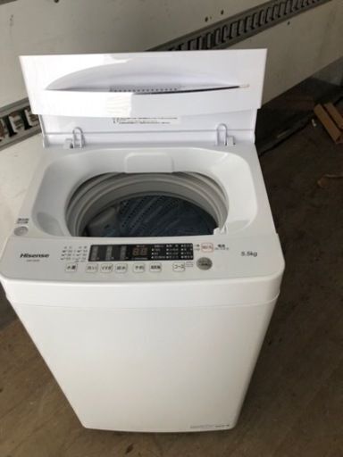 福岡市内配送設置無料　2022年式　ハイセンス 全自動 洗濯機 5.5kg ホワイト HW-K55E 最短10分洗濯 真下排水 予約機能 スリム 風乾燥 強力洗浄 一人暮らし 二人分のお洗濯