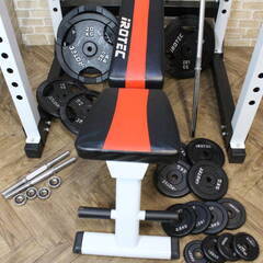 美品 IROTEC/アイロテック V-MAX パワーラック+マルチパーパスベンチ＋プレート125Kg+ダンベルシャフト 2本 +バーベルシャフト 1本 手渡し希望/自社配送可能（配送エリアについてお問い合わせください )