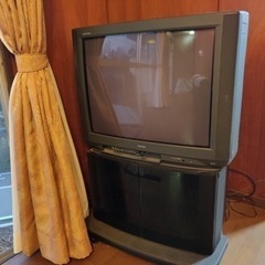 【レトロ品2点セット】通電確認済み　東芝　ブラウン管テレビ．テレビ台