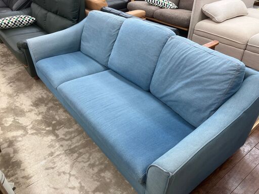 値下げしました!! EURO COMFORT 3Pソファ デニム生地 No.698● ※現金、クレジット、スマホ決済対応※