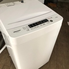 北九州市内配送無料　保証付き　2022年式　ハイセンス 全自動 洗濯機 5.5kg ホワイト HW-K55E 最短10分洗濯 真下排水 予約機能 スリム 風乾燥 強力洗浄 一人暮らし 二人分のお洗濯