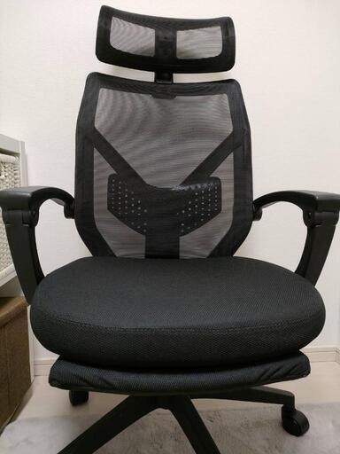 (美品)  オフィスチェア  リクライニング、フットレスト付き