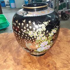 九谷焼　高級花瓶　『孔雀』