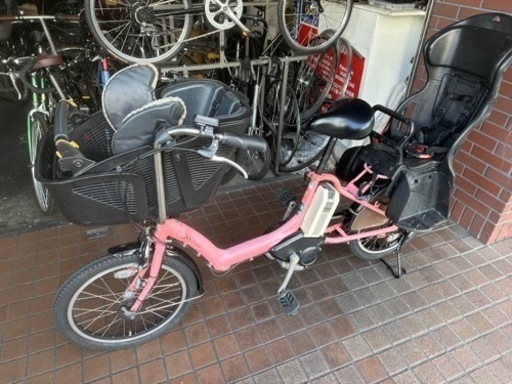 20インチ　ブリヂストン　全後チャイルドシート付き三人乗り電動アシスト自転車　ピンク色