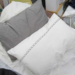 【恵庭】未使用 枕 2個セット シンプル  グレー/ホワイト 大...