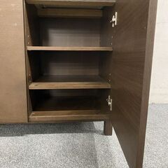 MUJI/無印良品 タモ材 キャビネット リビング サイドボード 幅120 天然木 収納家具 中古家具 店頭引取歓迎 R7907