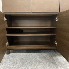 MUJI/無印良品 タモ材 キャビネット リビング サイドボード 幅120 天然木 収納家具 中古家具 店頭引取歓迎 R7907