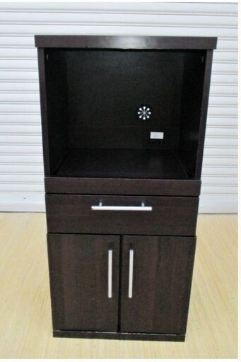 ニトリ　レンジ台　2口コンセント付　通電良好　ブラウン　レンジボード　キッチンボード　キッチン収納　キャビネット　棚　NITORI