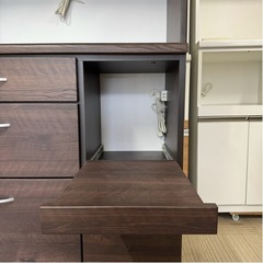 ①【超美品‼️】近藤産業 90cm幅キッチンボード 食器棚 収納家具 木目 