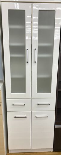 【ドリーム川西店御来店限定】 ニトリ ２枚扉食器棚 ホワイト H1805×W585×D422 クリーニング済み 【2001245255600475】