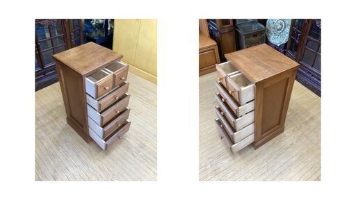 a65 展示品 楢材/ナラ材 スリム収納/5段チェスト 収納ケース 