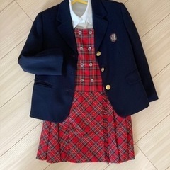 値下げ❣️120 赤チェックワンピスーツ