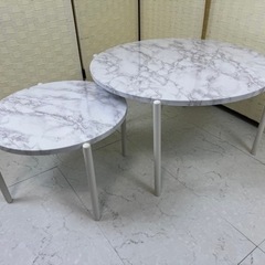 大理石調丸型ネストテーブル【Marble】