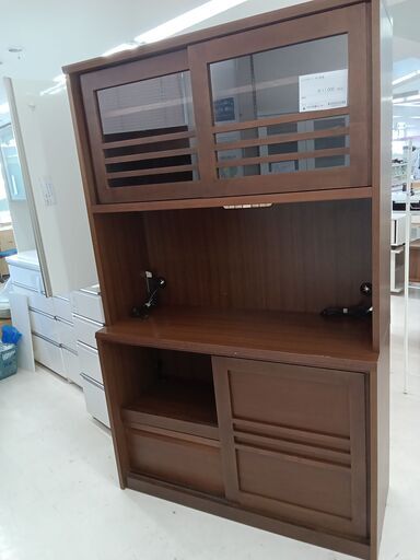 ★ジモティ割あり★ 河口家具 レンジボード ブラウン W120×D47×H195 クリーニング済み TC1251