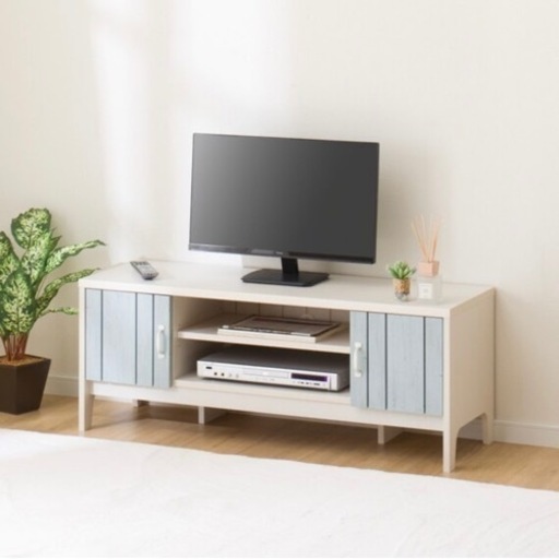 【美品‼️】定価14,990円 現行モデル♪ ニトリ 113cm幅ローボード(マリーナ) テレビ台 収納家具 ホワイトウォッシュ/ブルー♪