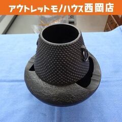 南部鉄器 三厳堂 茶釜 風炉 蓋欠品 伝統工芸品 昭和 インテリ...