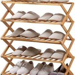 【取引中】天然竹製 靴ラック 組立簡単 棚5段