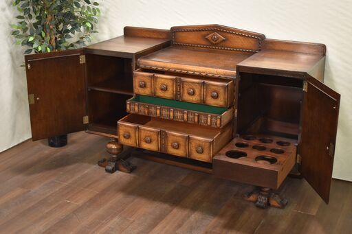 店使用】≪yt1087ジ≫ 英国アンティーク調 サイドボード バルボス  