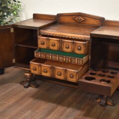 【店使用】≪yt1087ジ≫ 英国アンティーク調 サイドボード バルボスレッグ 幅170cm 大型 イギリス/ヴィンテージ/キャビネット 60106-06