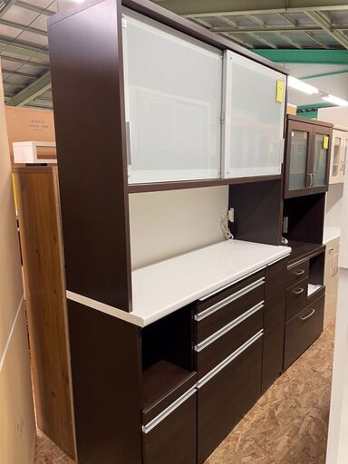 レンジボード　食器棚　松田家具　木製　ソフトクローズ　スライド扉　貝塚　二色浜　クリーニング済み