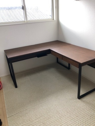 パソコン、作業デスク（L字型）