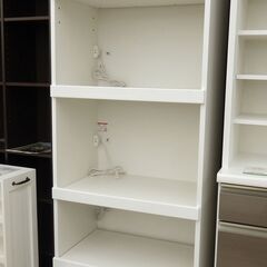 松田家具 レンジボード 高200 幅70cm ホワイト 鏡面仕上...