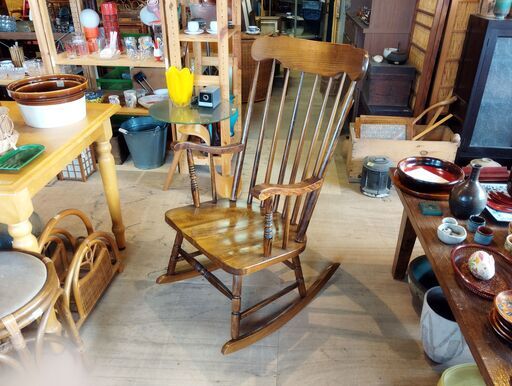 飛騨家具 ロッキングチェア ヒダ・ダイネット 揺り椅子 昭和レトロ　/TJ-1623 2F