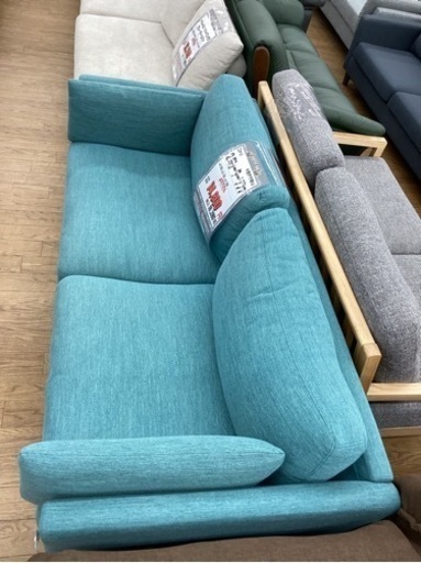 KC-15【新入荷 リサイクル品】本革 2シーターソファ グリーン