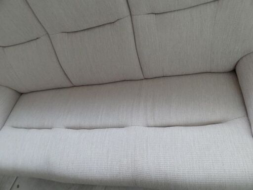 ニトリ 3人掛 布張りソファ(コウテイDBR ) ベージュ系 札幌市白石区/店頭