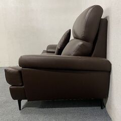 ニトリ/NITORI 3人用本革ソファ NポケットA16 ダークブラウン ポケットコイル 分解可能 中古家具 店頭引取歓迎 R7878