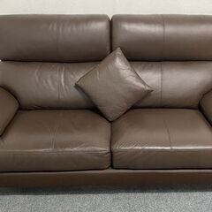 ニトリ/NITORI 3人用本革ソファ NポケットA16 ダークブラウン ポケットコイル 分解可能 中古家具 店頭引取歓迎 R7878