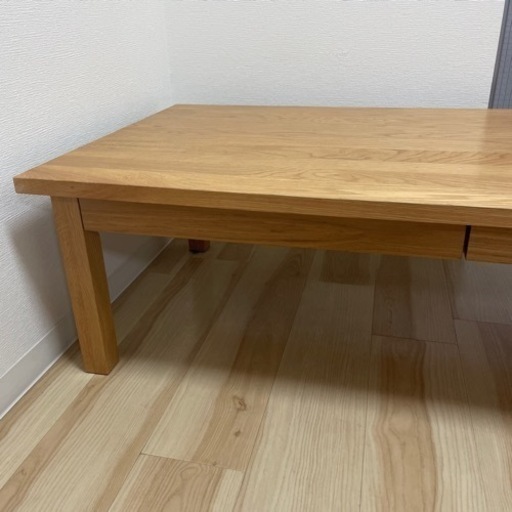 無印良品　ローテーブル　1200mm ヴィンテージ　オーク材　引出し　120cm