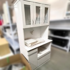 食器棚 キッチンボード レンジボード ホワイト 90×45×192cm
