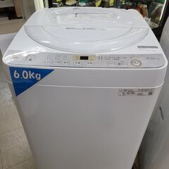 J4292 6ヶ月保証付き！　SHARP　シャープ 6.0kg洗濯機 ES-GE6C-W 2019年製 動作確認、クリーニング済み　【リユースのサカイ柏店】