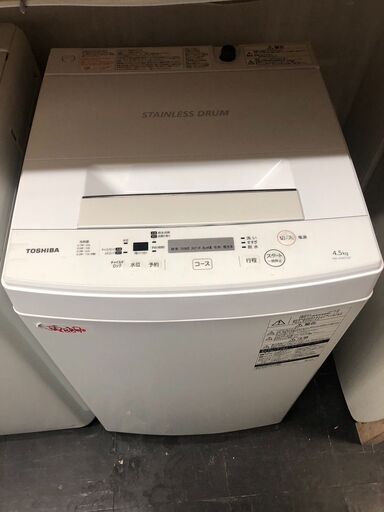 ☆中古￥8,800！TOSHIBA　4.5kg洗濯機　家電　2018年製　AW-45M5型　幅55㎝ｘ奥行54㎝ｘ高さ94㎝　【BA183】